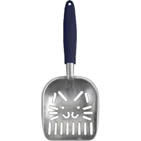 Große Katzenstreuschaufel, schwarzer Griff, robustes Aluminium. (1/5)