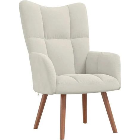 Fauteuil inclinable en velours blanc cassé (1/5)