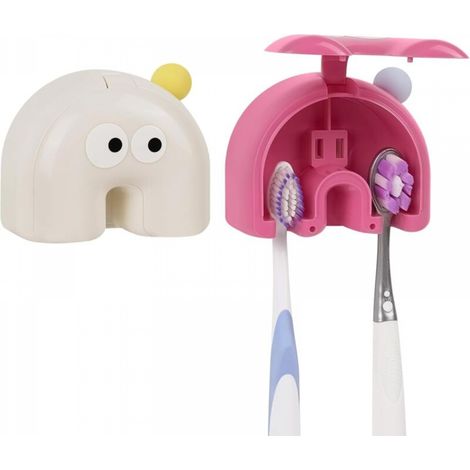 Porte-brosse à dents manuel adhésif avec couvercle, porte-brosse à dents à ventouse, boîte de rangement murale, 2 pièces (1/3)