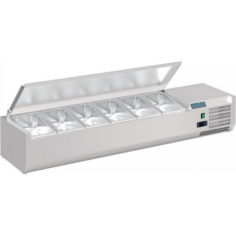 Saladette réfrigérée 6 x GN 1/4 (P)100 mm, à poser avec couvercle, 110 W, 220 V - MONO (1/2)