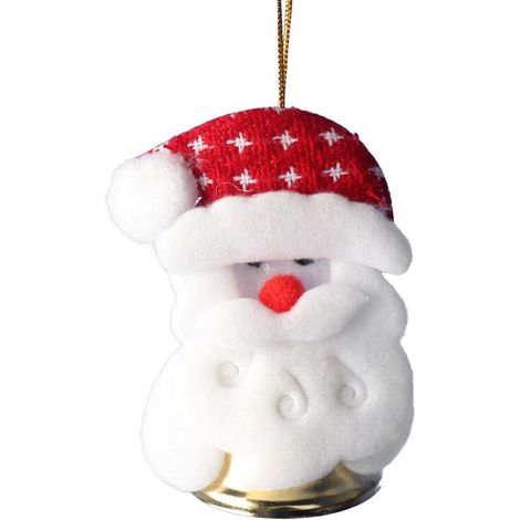 Ciondolo natalizio di Babbo Natale con campanellino, 9 cm, bianco. (1/3)