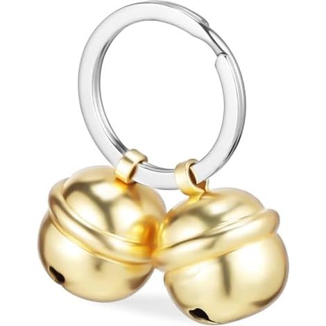 Ensemble de 4 clochettes en cuivre Beaupretty pour animaux de compagnie, en laiton massif avec clochette dorée, idéal pour les colliers de dressage d'intérieur pour chats et petits chiens. (1/5)