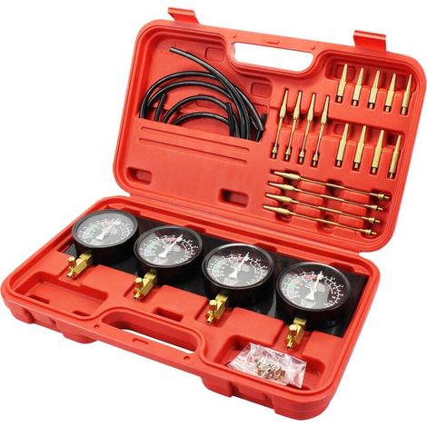 4-teiliges Vergaser-Synchronisations-Vakuummeter-Set, Vergaser-Vakuummeter mit kurzen und langen Adaptern, Vergaser-Synchronisierer, Motorrad-/Auto-Vakuummeter (1/4)