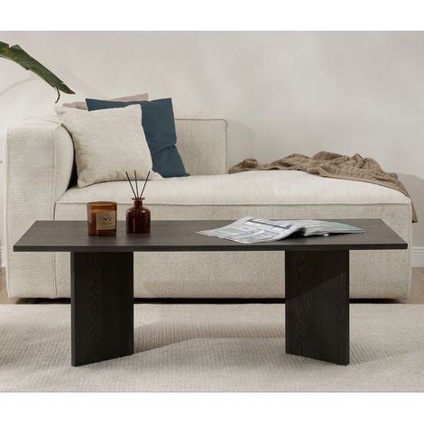 Rechteckiger Couchtisch aus schwarzem Melamin Sabin 119x60 cm