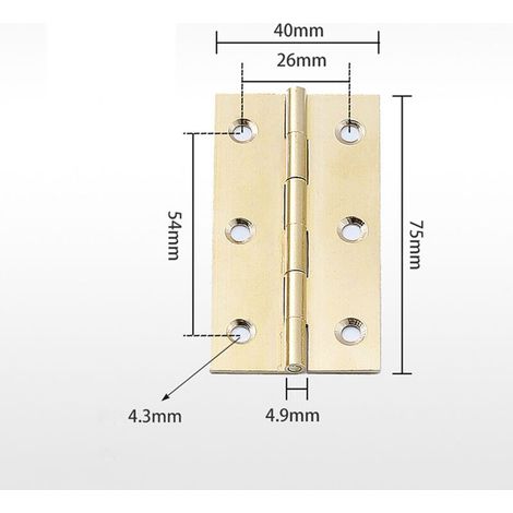 Cerniera per anta di mobili/cerniera per porta leggera, 75x40mm, ottone, 10 pezzi, cerniere in rame, cerniere, catena in gomma, cerniere in rame per ante di armadi (1/3)