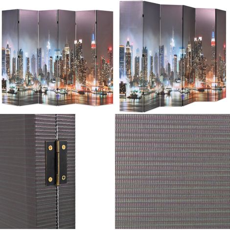Cloison de séparation pliable 228 x 170 cm New York la nuit - Cloison De Séparation - Écran De Dressing - Cloison Amovible - Décoration Murale - Vue De Nuit New York - Home & Living (1/5)