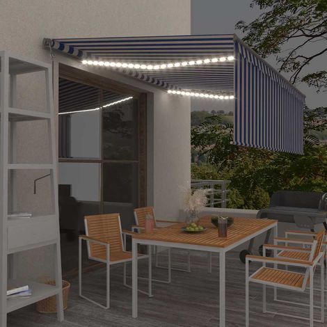 vidaXL Toldo automático persiana LED sensor viento azul blanco 4,5x3 m (1/4)