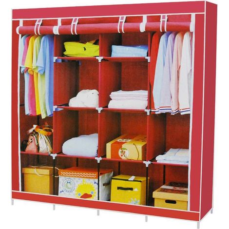 Guardaroba in Tessuto salvaspazio per Campeggio Organizer Armadio con Zip e scaffali 170x170x45 cm vari colori (1/5)