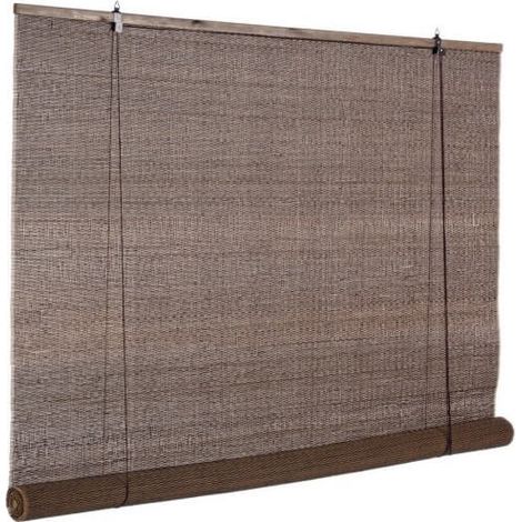 Dora Vorhang aus dunkelbraunem Bambus 150x260cm (1/3)