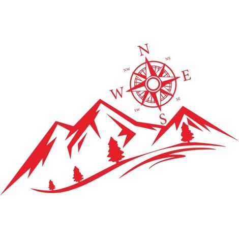 2pièces Autocollants Décoratifs pour Voiture avec Motif Boussole Et Montagne Lot de Étiquettes De Véhicule (1/5)