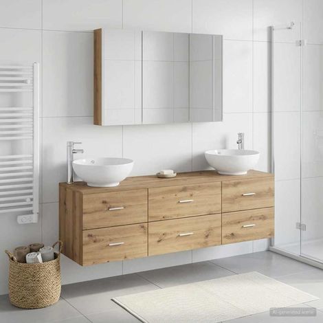 vidaXL Bathroom Furniture Set 4 pcs Artisan Oak (1/5)