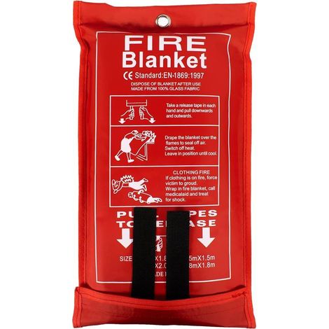 (1,8 x 1,8 m) Couverture antifeu pour la maison et la cuisine Couverture d'urgence en fibre de verre pour personnes Protection ignifuge et isolation thermique. (1/5)