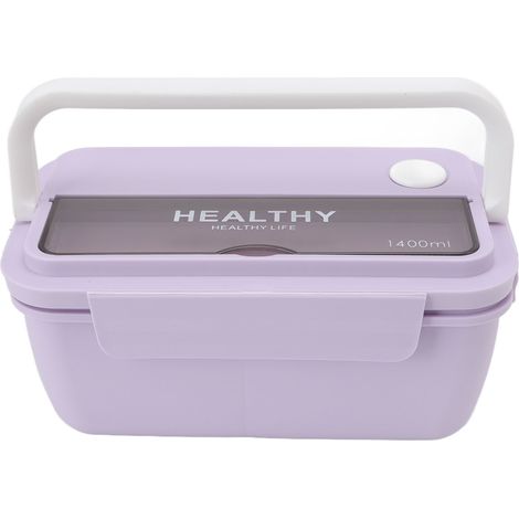 Tragbare Bento-Box (1400 ml) mit Fächern, großem Fassungsvermögen, mikrowellengeeignet, japanisches Design, ideal für Studenten und Büros, lila (1/5)