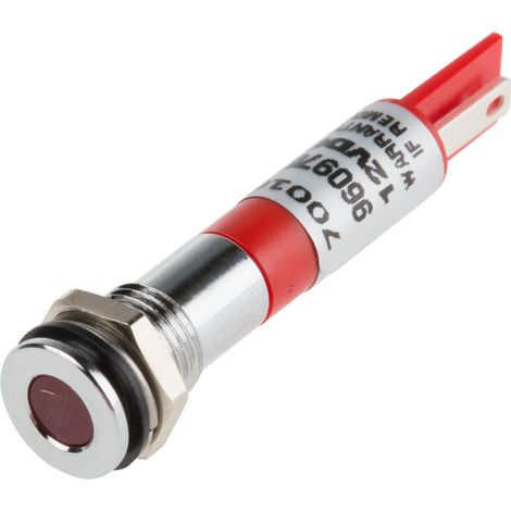 Voyant LED lumineux Rouge RS PRO, dia. 8mm, 12V c.c., IP67 ( Prix pour 1 ) (1/2)