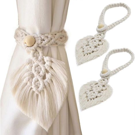 Lot de 2 attaches de rideaux bohèmes en corde de coton (1/5)
