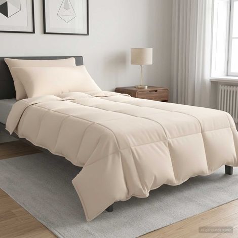 vidaXL Juego de Edredón 2 uds. 140 x 220 cm Todas las estaciones Beige (1/5)