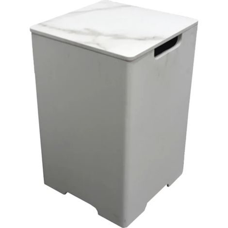 Elementi Abdeckung für Gasflasche in Marmor-Optik, weiß, 40 x 40 x 63 cm (L x B x H)