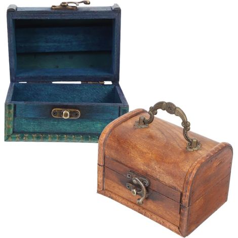 Boîte à Bijoux pour Ranger Colliers et Boucles D'oreilles Vintage en Bois et Fer 2 Pièces Coffret Rétro Charmant pour Occasions Spéciales (1/5)