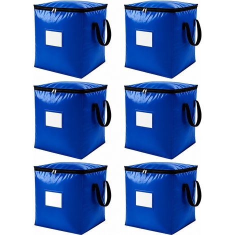 Grand sac de rangement pour couette en coton, tissé en PE, pliable et portable, bleu 90 L et bleu 51 L (lot de 5) (1/5)