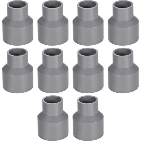 sourcing map PVC-Rohrreduziermuffe 40 mm, Grau, 40 mm x 25 mm Muffe – 10 Stück