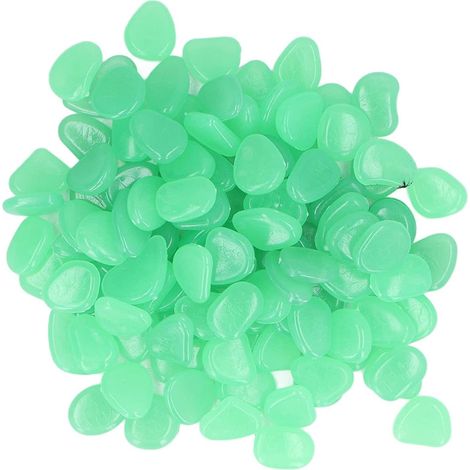 100 ou 200 Pierres lumineuses, résine, fluorescence verte, décoration jardin extérieur, allée
