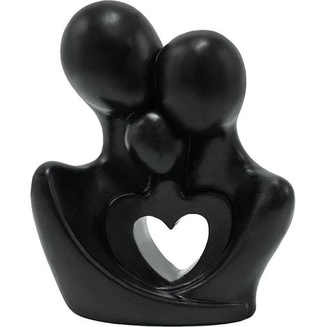 Famille de 3 personnages, figurines familiales, décoration intérieure, sculpture à la main en résine, pour salon, étagère, bibliothèque, cheminée, meuble TV, table, cadeau (noir) (1/5)