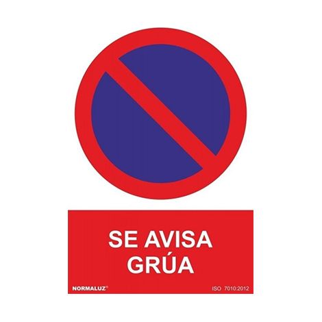 Señal Se avisa grúa (texto y pictograma) con tintas UV SEKURECO 210 x 300 mm PVC GLASSPACK 0'7 mm