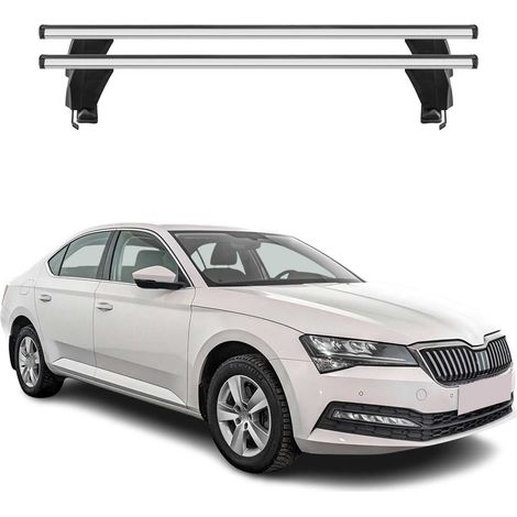 OMAC Dachträger Querträger Alu für Skoda Superb III 2015-2019 Pre-FL – Abschließbar – T-Nut – City-Crash-getestet – Max. 50 kg Silber (1/5)