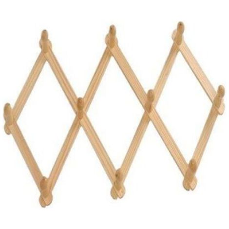 Cintres Rétractables - Bois Naturel - Support Mural Pour Manteaux Et Accessoires - 10 Pièces (1/2)