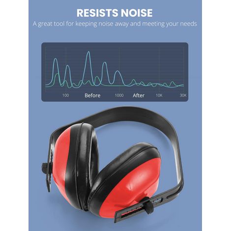 Casque antibruit, protection auditive renforcée, serre-tête antibruit pour la réduction du bruit lors de tirs, de tontes de pelouse et de travaux de construction, rouge (1/4)
