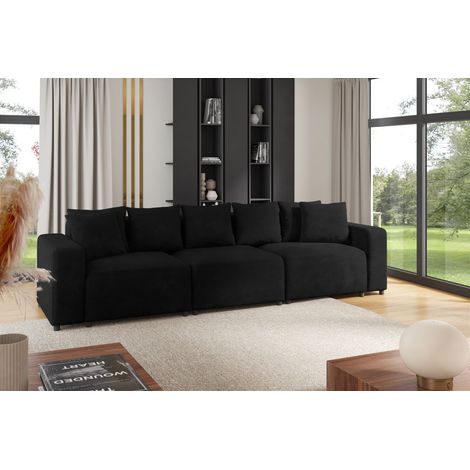 Sofa Designersofa Bigsofa MEGAN 3-Sitzer in Stoff Poso Schwarz (1/3)