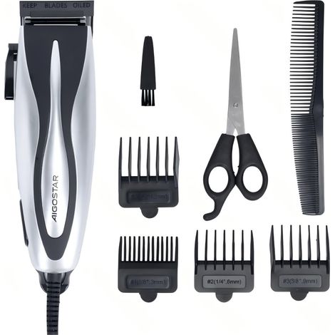 Tondeuse à cheveux électrique Aigostar 10W, kit complet pour la coupe de cheveux à domicile, avec accessoires