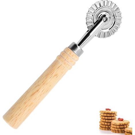 Disco da taglio, rullo con bordo scanalato, per tagliare la pasta, accessori lunghi in legno per la preparazione, utensili per la cottura dei biscotti. (1/5)