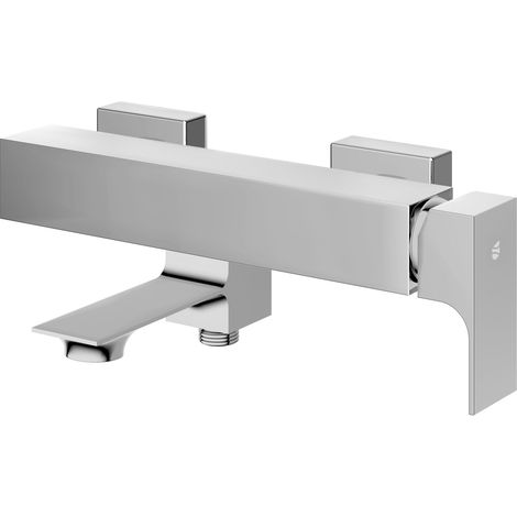 BERNSTEIN Grifo mezclador de bañera de pared de acero inoxidable cromado, chorro suave y ahorro de agua, 29x10x18 cm (AnxAlxPr), LAVOA Cromo