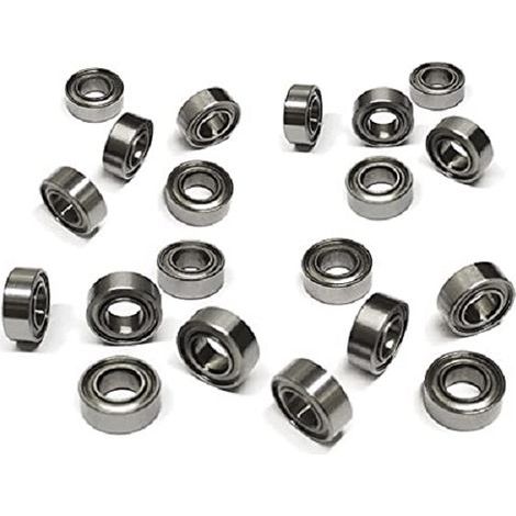 Pack of 20 MR84ZZ steel ball bearings, 4 mm x 8 mm x 3 mm (1/5)