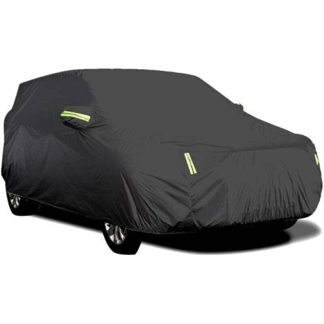 Telo copriauto per esterni, traspirante, resistente ai raggi UV, alla polvere e alla neve, con chiusura di sicurezza e strisce riflettenti (nero, 4,8 x 1,8 x 1,5 m)