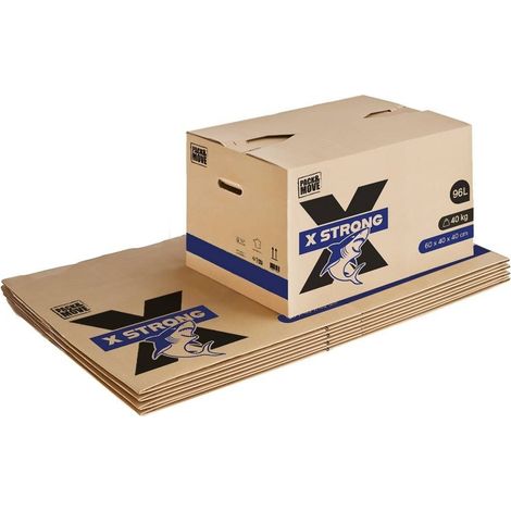 Pack and Move - Lot de 5 Cartons Déménagement X Strong - 60 x 40 x 40 cm - Charge 40 kg - Extrême Résistance - Grande Capacité (1/5)
