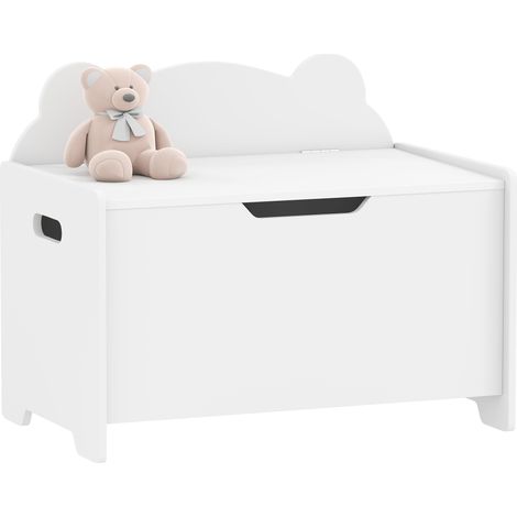 Baúl de madera para juguetes con forma de oso, capacidad de 20 kg, 60 x 38 x 48 cm, blanco. (1/5)