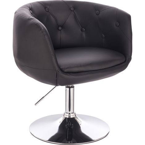 Svita – Chaise longue rétro en simili cuir noir – Fauteuil pivotant réglable en hauteur – Dimensions 61x55x68-78 cm – Pour salon et salle à manger