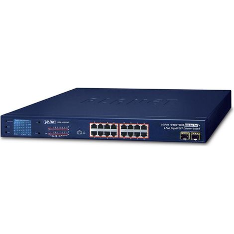 Planet 16 ports 10/100/1000T 802.3at, GSW-1820VHP