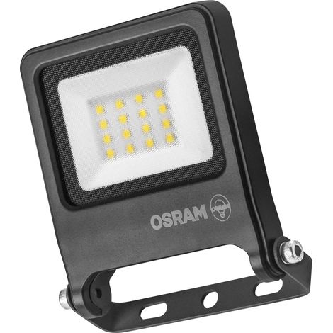 OSRAM Projecteur LED ENDURA FLOOD PC 10 W, blanc chaud 3 000 K, 1 000 lumens, IP65, résistant aux intempéries, aluminium recyclé, angle de 110 °, gris foncé (1/4)