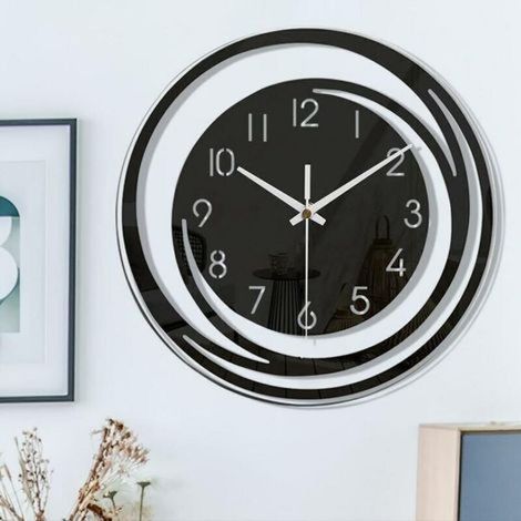 Horloge murale moderne 30x30 cm – Silencieuse avec mouvement de balayage – Acrylique durable avec surface miroir – Pour salon et chambre (1/5)
