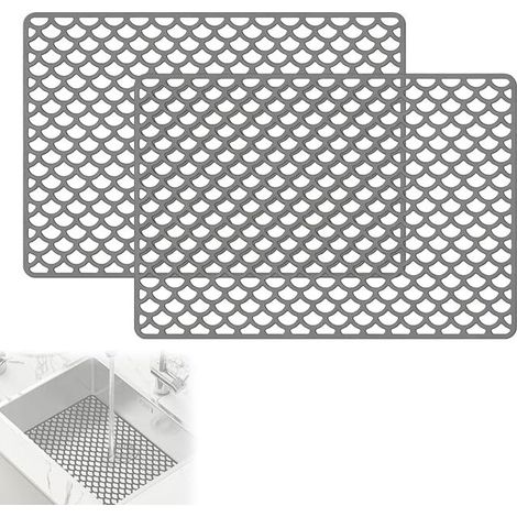 Kitchen Sink Mat, 46 x 31 cm Silicone Kitchen Sink Protectors, Non-Slip Sink Mat for Drying Dishes, Utensils, Use as Thermal Washing Mat (1/3)