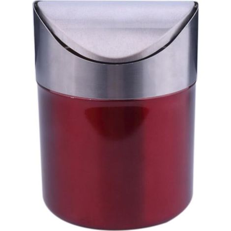 Mini poubelle de table en acier inoxydable – Couvercle basculant – Dimensions 12 x 16 cm – Pour petits espaces et déchets de cuisine (1/5)