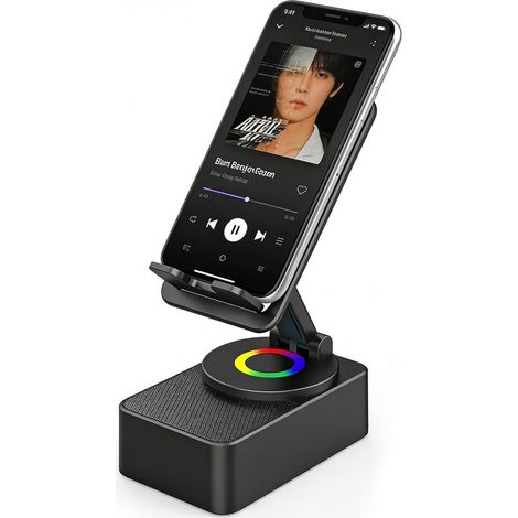 Haut-parleur Bluetooth – Support téléphone – RVB – Pliable – Bluetooth 5.4 – Réglable (1/5)