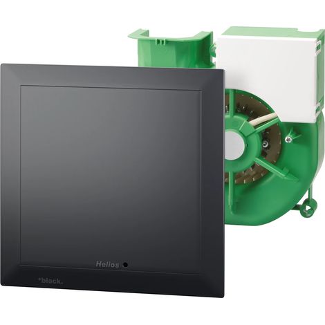 Helios ELS NFC F black Unité de ventilation avec façade, débits 7,5-100 m3/h réglables, avec capteur d'humidité, minuterie et fonction intervalle, DN 78, 40782