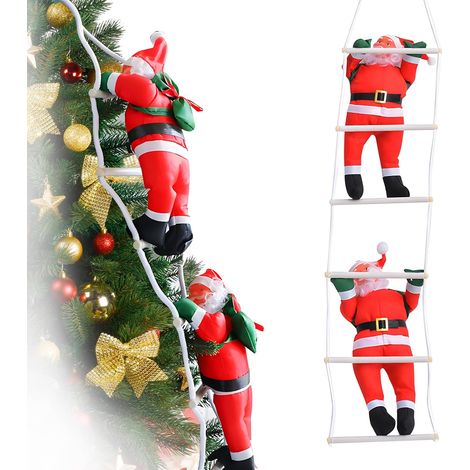 Pere Noel Decoration, 76 cm Decoration Noel Exterieur, Noel Decoration Interieur, Décoration échelle du Père Noël, Noel Decoration pour Les Maisons, Les Magasins et Les Bureaux (1/5)