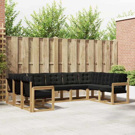 vidaXL Outdoor-Sofagarnitur mit Kissen 9 pcs Weiß und Schwarz (1/5)