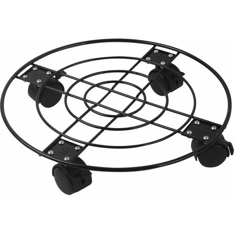 DEESSE SHOP - Plant Caddy - 33cm Round Metal Plant Caddy, Plant Pot Trolley with Frein Wheel, Heavy Duty Plant Pot Wheels for Indoor Outdoor Home Garden (1 Pack)