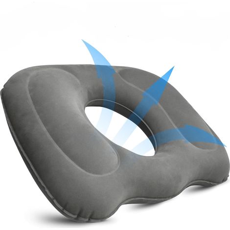 Bouée Coccyx,Coussin Orthopédique de Siège Gonflable en Forme de Donut - Soulagement des Hémorroïdes, Douleurs au Coccyx et Lombalgies - pour Bureau, Voiture et Fauteuil Roulant (1/5)
